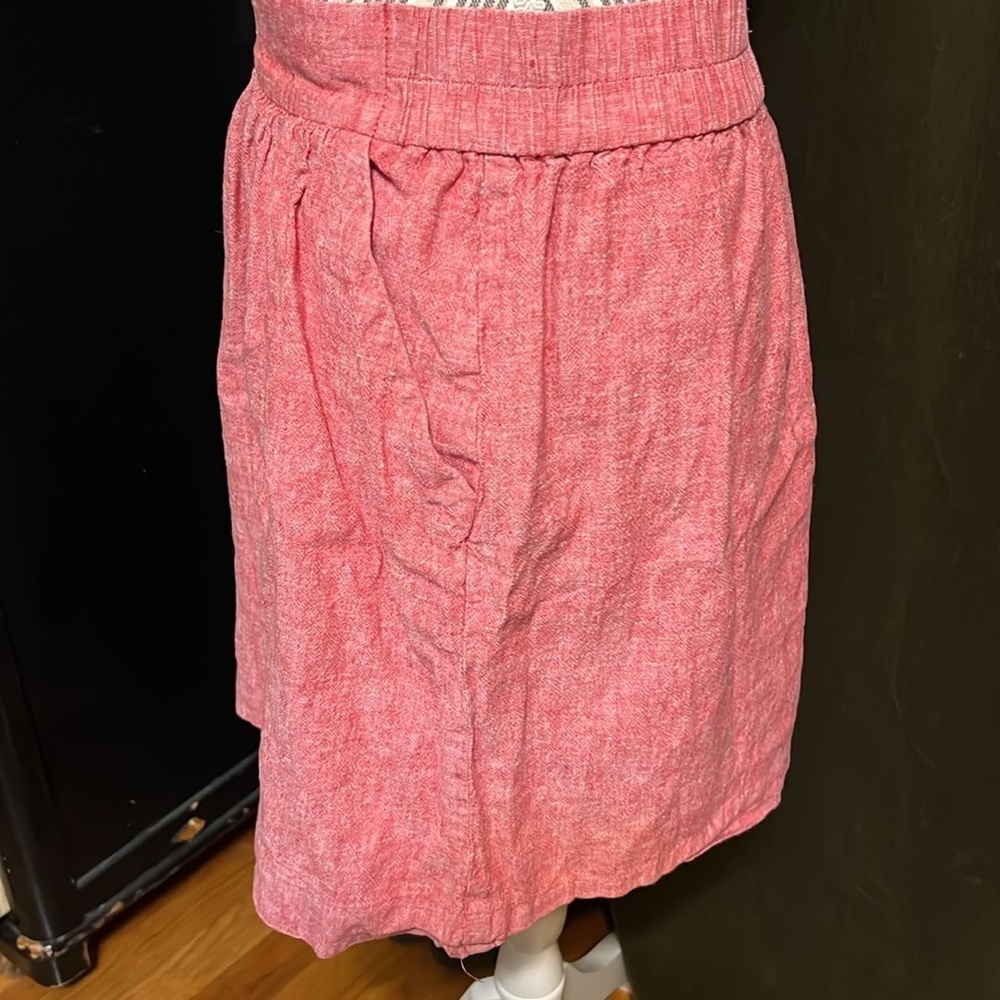Loft Red linen mini Skirt small - Picture 3 of 6